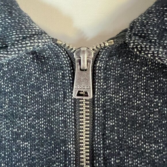 Roots Men's Black White Original Half Zip Sweatshirt Jacket Beaver Size M - Picture 4 of 8